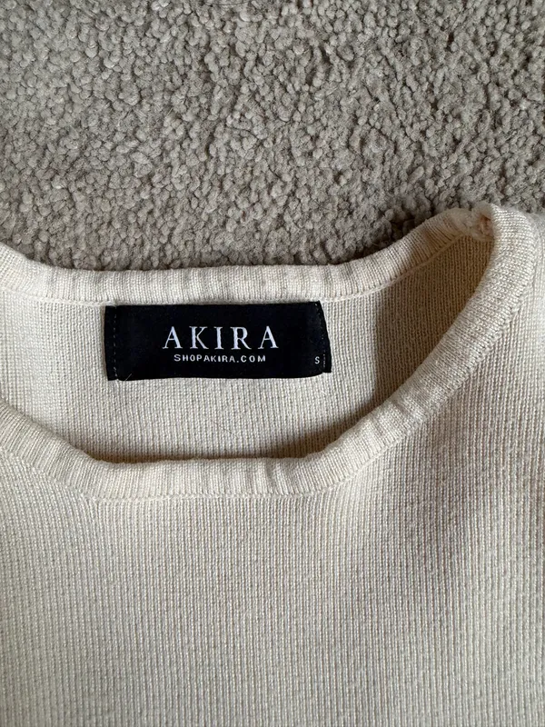 AKIRA Cream Asymmetrical Maxi Sweater Dress – Size Small - Image 5