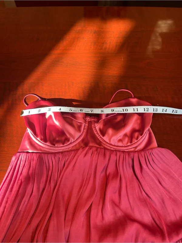 Free People Freya Berry Pink Satin Corset Tiered Maxi Dress M Coquette Fairycore - Image 7