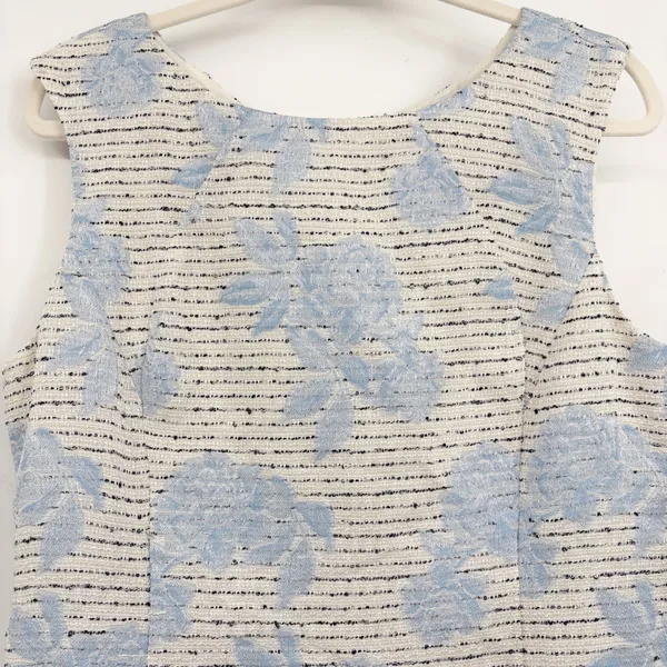 Ann Taylor Womens Blue Floral Jacquard Tweed Classic Career Sheath Dress Size 12 - Image 2