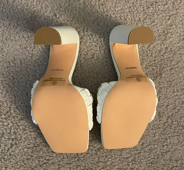 White Heeled Sandals Size 8 - Image 3