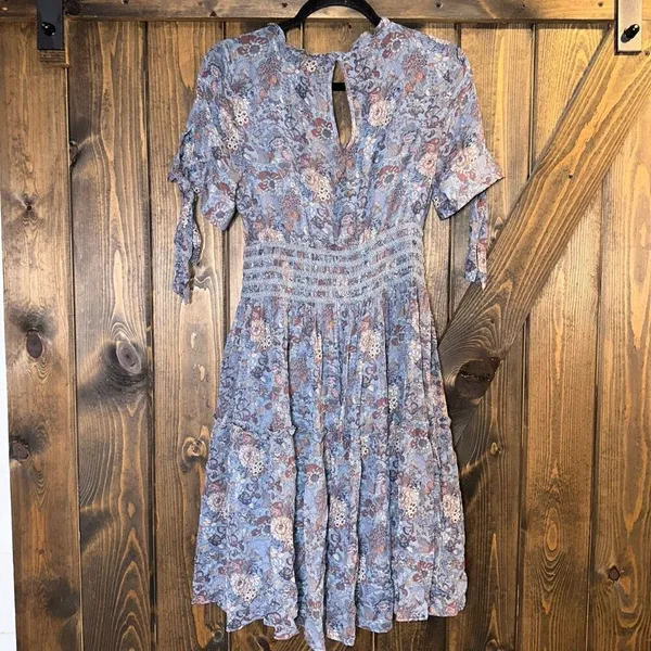 Frye‎ Boho Floral V Neck Tiered Mini Dress - Image 2