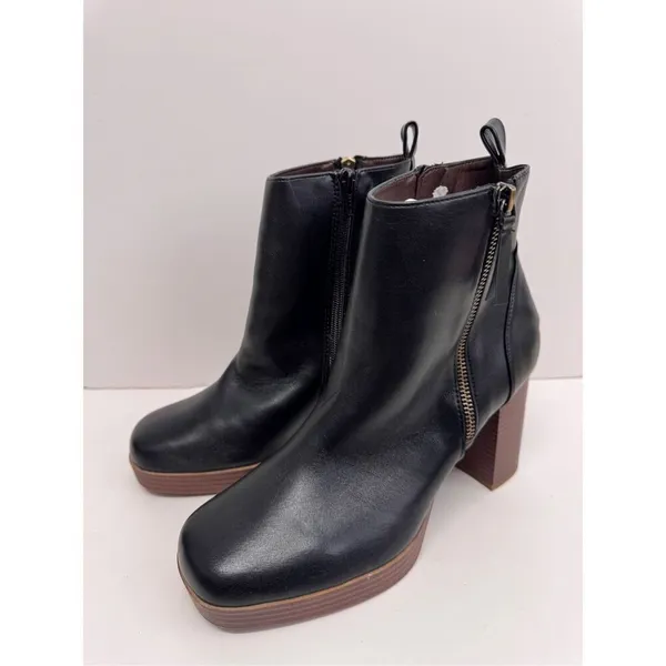 White Mountain Ankle Boots Size‎ 9.5 Black Square Toe Block Heel Side Zip NEW - Image 3