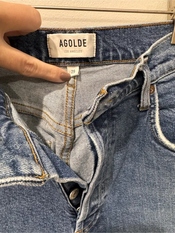 Agolde Size 29 Riley High Rise Straight Crop (Weightless Stretch) Medium Wash - Image 4