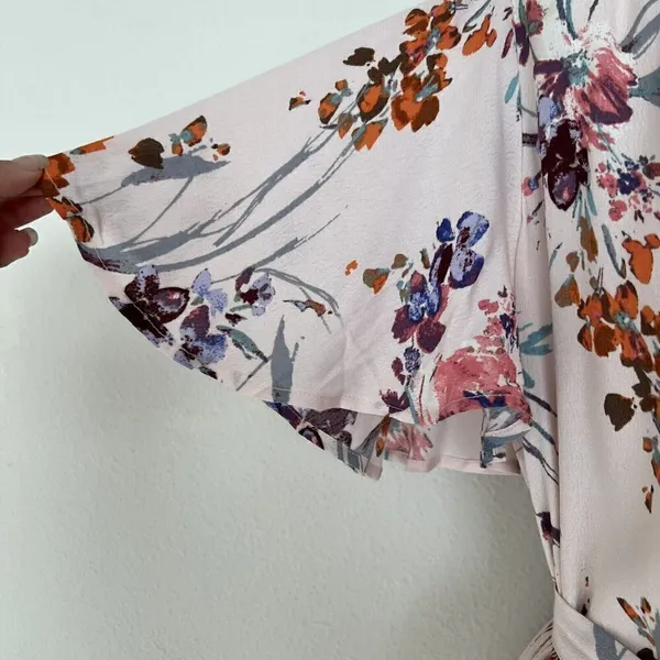 NEW Lovestitch floral midi dress SMALL short flutter sleeves Pockets pink - Image 8