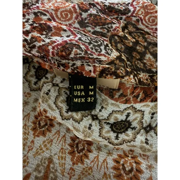 Massimo Dutti Women's Paisley Floral Short Sleeve Kimono Boho Whimsy Coastal M - Image 5