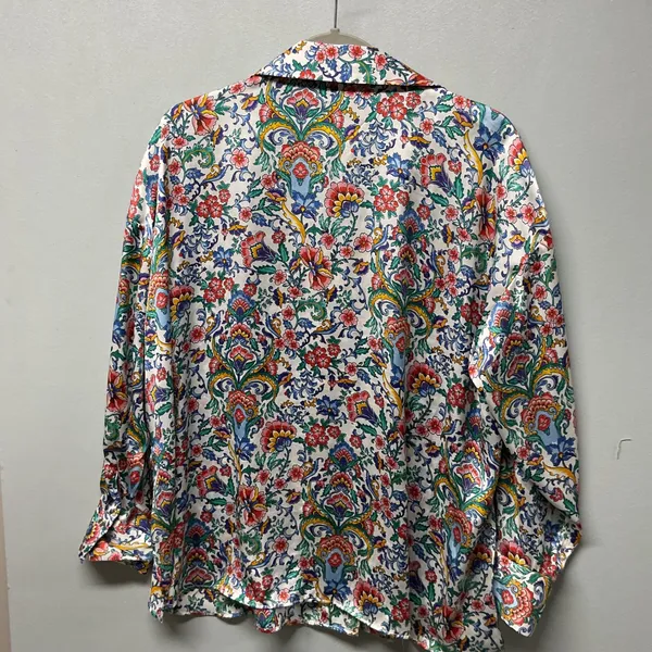 ZARA Floral Print Button Down‎ Shirt Long Sleeve Women Size Medium - Image 3