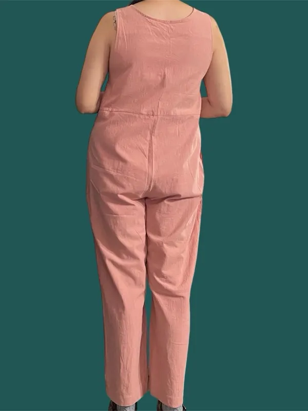 Pink overalls with floral embroidery. - Image 3