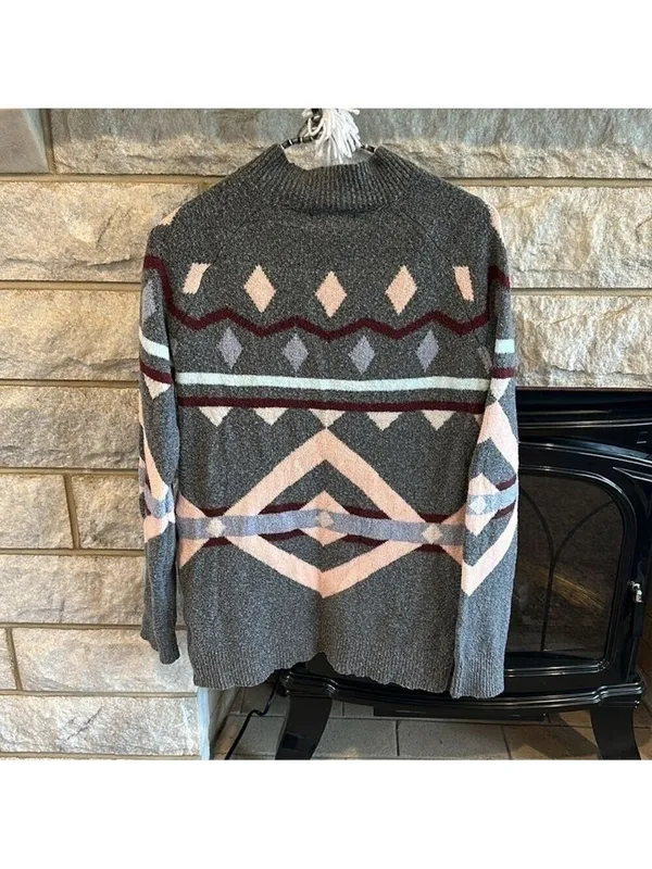 Pink Rose geometric mock neck sweater medium - Image 6
