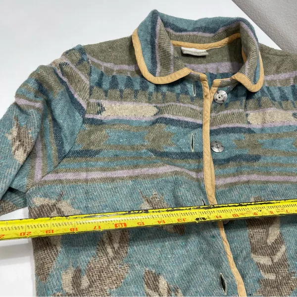 Vtg Coldwater Creek Southwest Jacket Women M Feather Wool Blend Aztec Cottage - Image 5