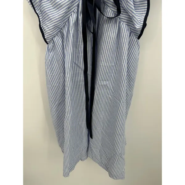 SheIn Womens L Blue White Striped Ruffle Mini Dress Tie Front Coastal Nautical Preppy - Image 6