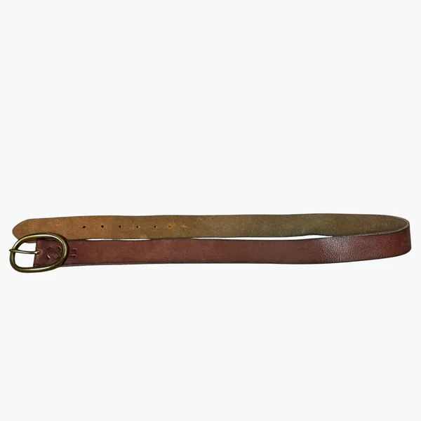 Mossimo Denim VTG Mossimo Supply Co Leather Belt Oval Brass Buckle Brown Cottagecore Western - Image 3