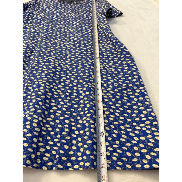 Vermont Country Store Floral T-Shirt Dress Womens Large Blue Daisy Pockets L - Image 3