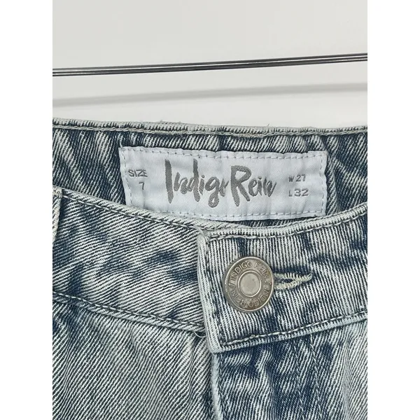 Indigo Rein Juniors' High-Rise Skater Wide-Leg Light‎ Wash Jeans Size 7x32 Q0021 - Image 3