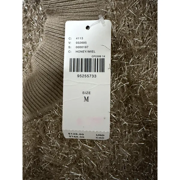 Anthropologie Maeve Violetta SS Tinsel‎ Sweater Honey Women's Size Medium - Image 12