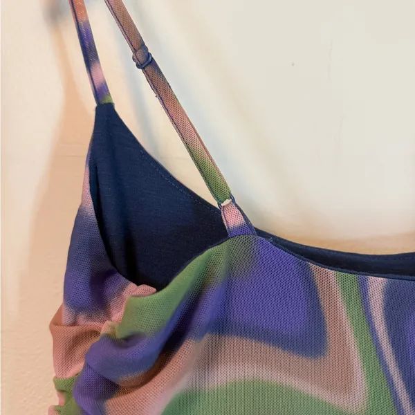 Urban Outfitters Cropped Camisole Tank Pink Purple Green Marble Effect Medium - Image 4