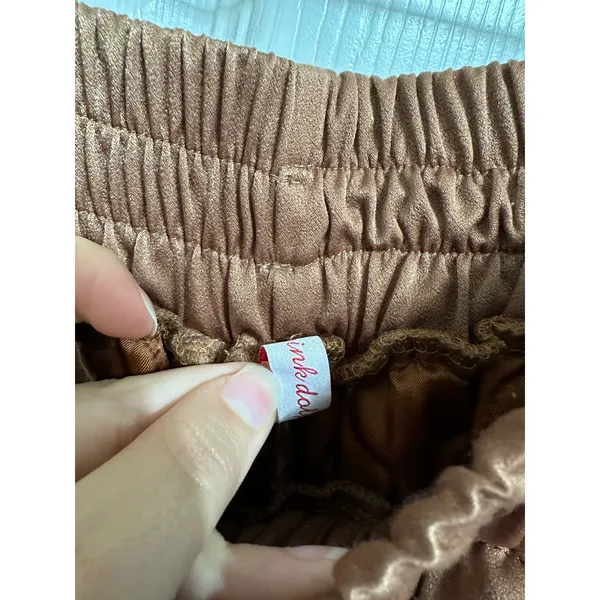 Pink Dolphin women's brown quilted shorts size Medium‎ - Image 3