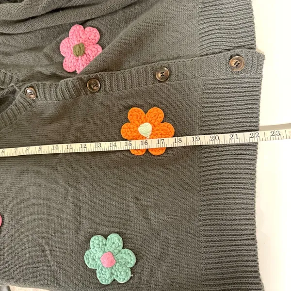 J.Nna Floral Embroidered Cardigan Gray Size L - Image 11