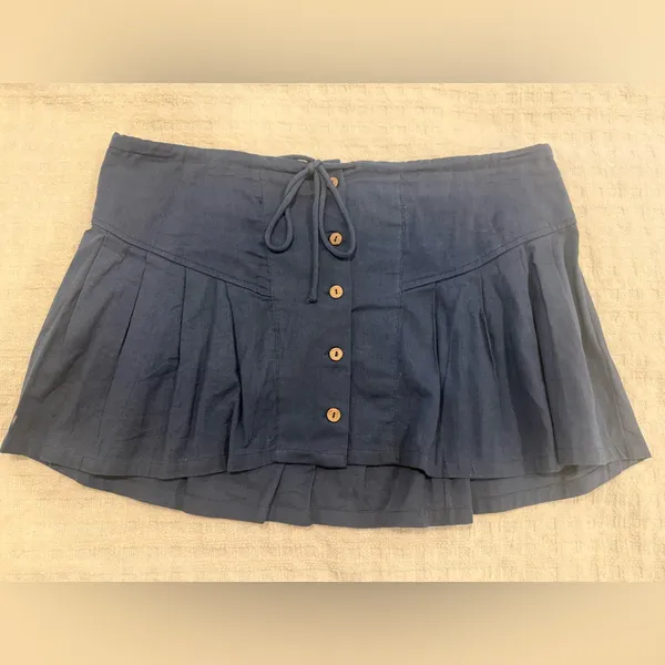 NWT Free People Summer Swooning Mini Skirt in Dark Denim size Medium - Image 13