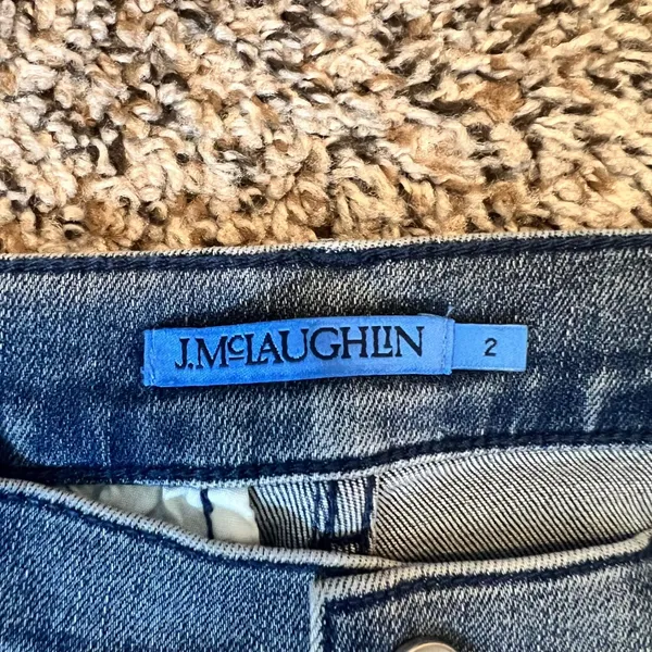 J McLaughlin Womens Size 2 Blue‎ Denim Flare Leg Jeans Split Hem - Image 2