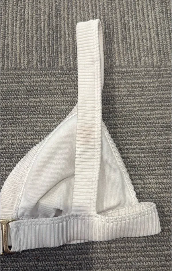Hollister Swim Top Bikini white striped textured - Image 3