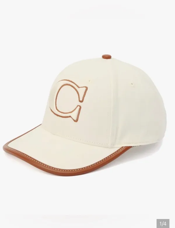Coach Canvas Signature Leather Trim Baseball Cap Hat Adjustable - Image 4