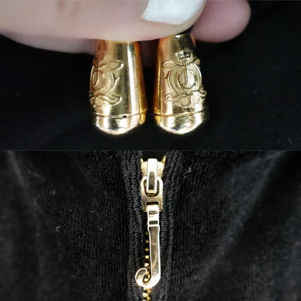 Vintage Juicy Couture Y2K Black Gold 'Juicy Girl' Short Sleeve Hoodie Size L - Image 5