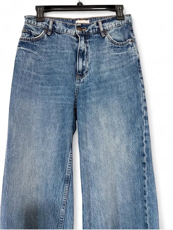 High-Rise Wide-Leg Women's Jeans in Medium Blue size 27 - Image 2