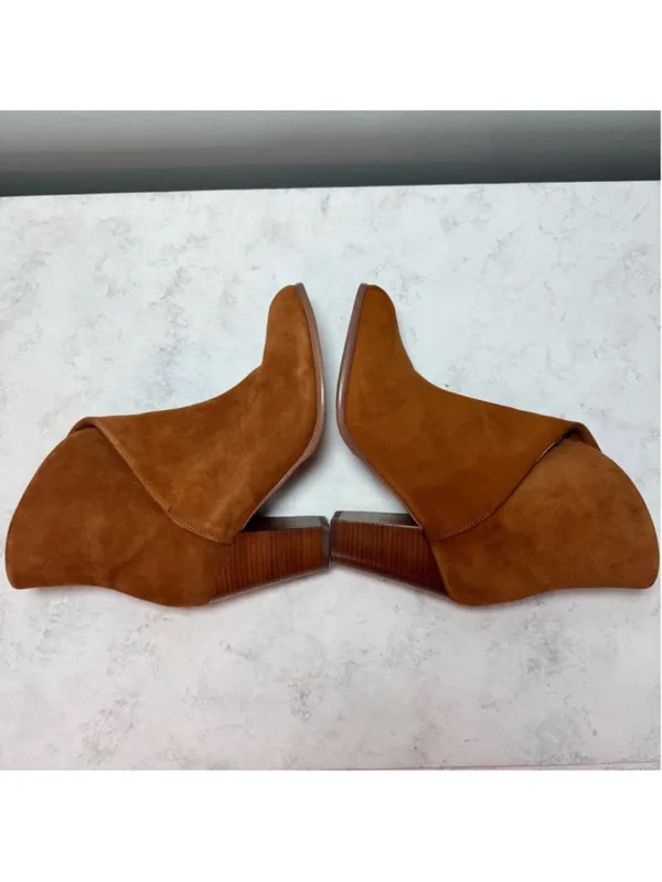 Joe's Jeans Trisha Suede Ankle Boots Brown Stacked Heel Size 7.5 - Image 7