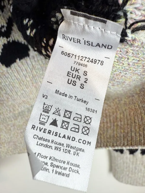 River Island Gray Black Fair Isle Patterned Cardigan Sweater Tank Matching Set - Image 10