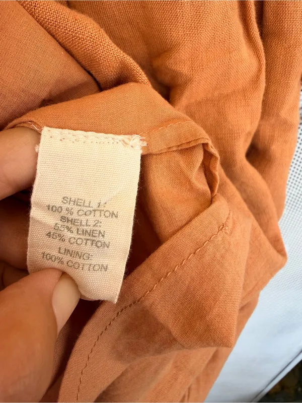 X Anthropologie heavy Linen Puff-Sleeve Midi Dress in Rust Brown - Image 6