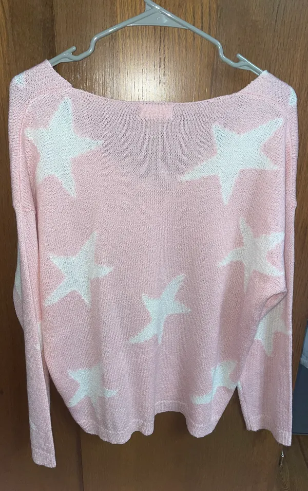 Altar’d State Pink and White Star Sweater - Image 2