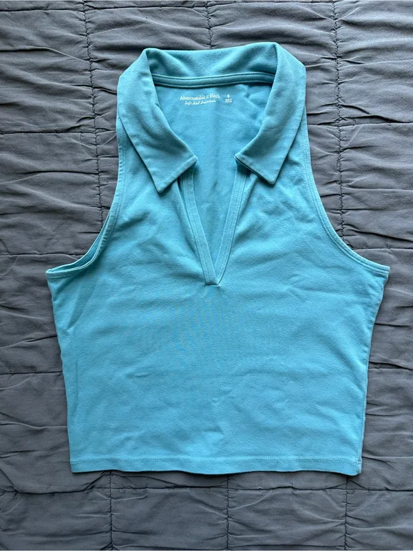 Abercrombie & Fitch Essential Polo Tank - Pool Blue - S - Image 9