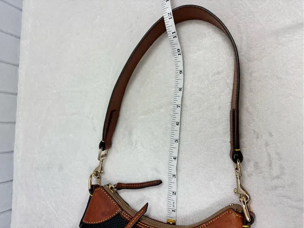 Dooney & Bourke Black with Brown Trim Pebble Leather Shoulder Bag - Image 12