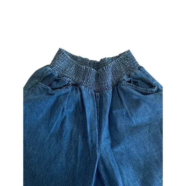 DG2 Wide Leg Denim‎ Pants Womens XL Blue Smocked Waist Cotton Boho Coastal Core - Image 2