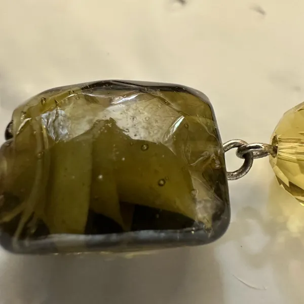 Artisan Chartreuse and Olive Earrings Green - Image 3