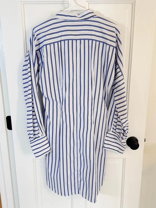 Lauren Ralph Lauren Cotton Striped Tie Front Monogram Shirt Dress Size 10 - Image 7