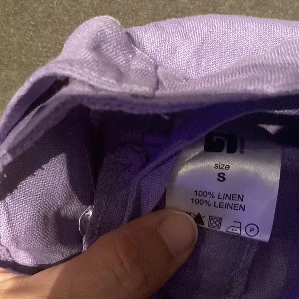 Women’s Purple 100% Linen Casual Wide Leg Pants with Drawstring Size S NWT - Image 8