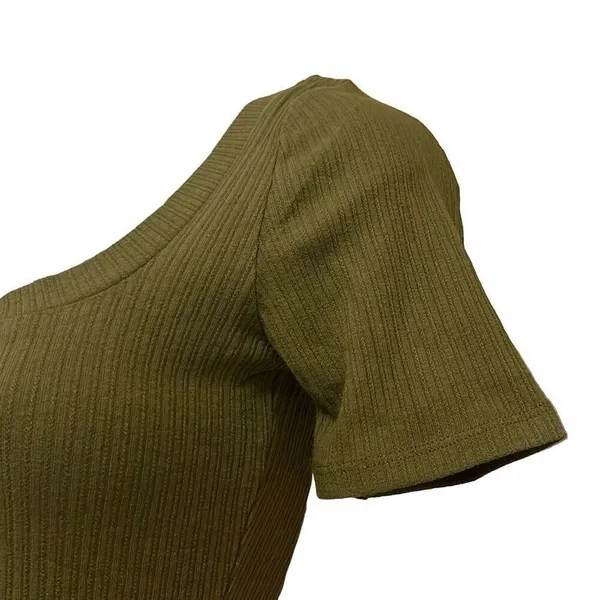 Revolve n:Philanthropy Ribbed Bodysuit Olive Green Square‎ Neck Thong NWT Small - Image 4