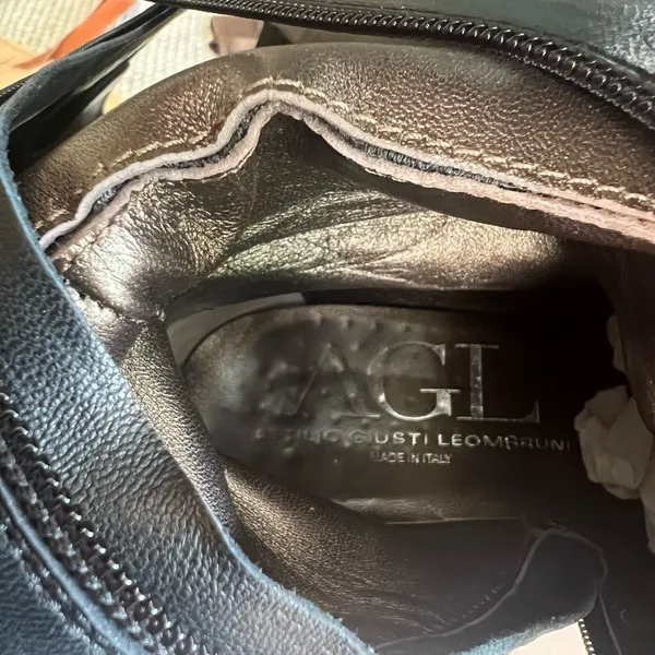 Black Knee High Leather Riding Boots Low Heel Italian AGL Size 37.5 (US 7) - Image 12