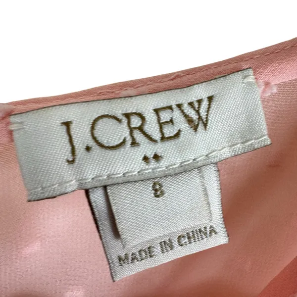 J. Crew Pink Sheer Chenille‎ Dot Sleeveless Pleated Lightweight Blouse Size 8 - Image 5