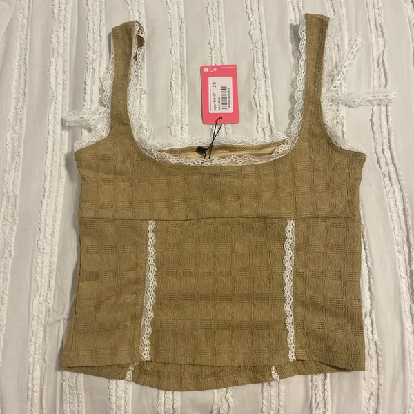 Edikted Beige Bustier Top - Image 3