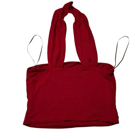 Lane 201 Size‎ S Halter Neck Crop Tank Red Going Out Top Western Party Cowgirl - Image 3