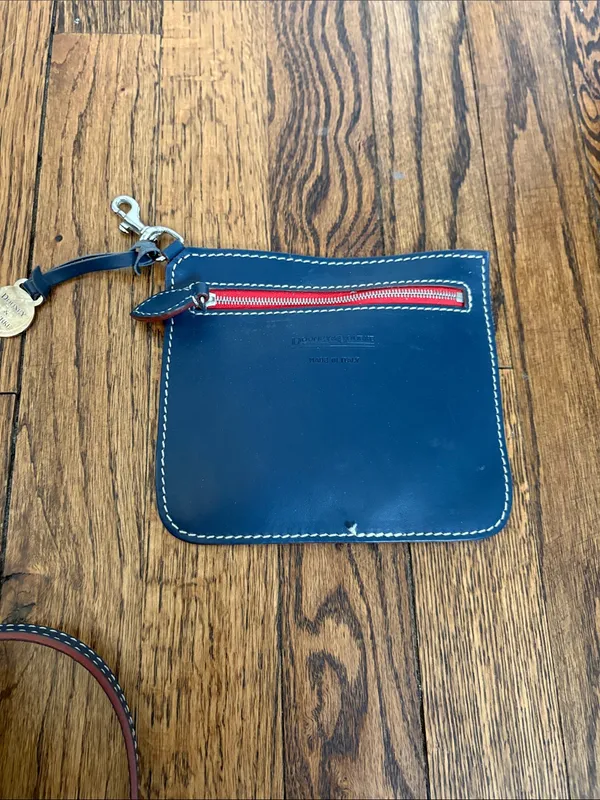 Dooney & Bourke Navy Leather Alto Pyramid Sling Backpack With Coin Purse Set - Image 6