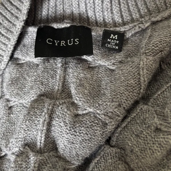 Cyrus Womens Gray Cable Knit Open Front Cardigan Sweater‎ Textured Medium Chic - Image 5