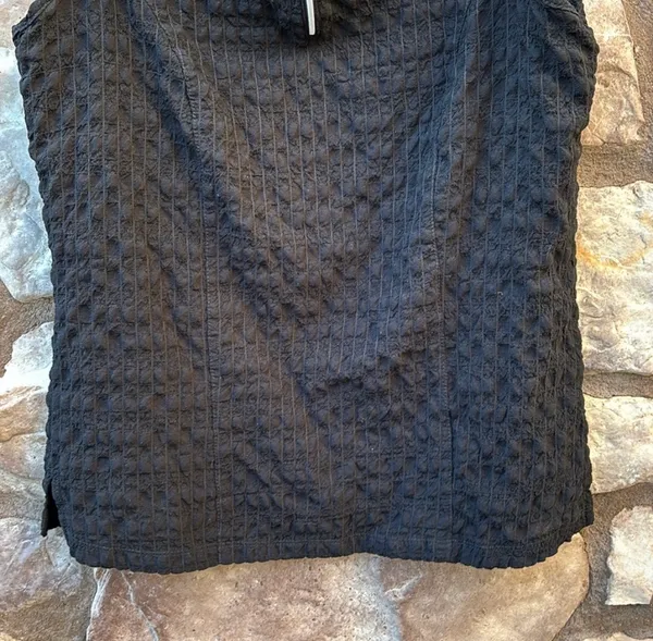 Jamie Sadock Black Textured Golf Shirt Leather Detail Silver Zip Sz Medium - Image 4