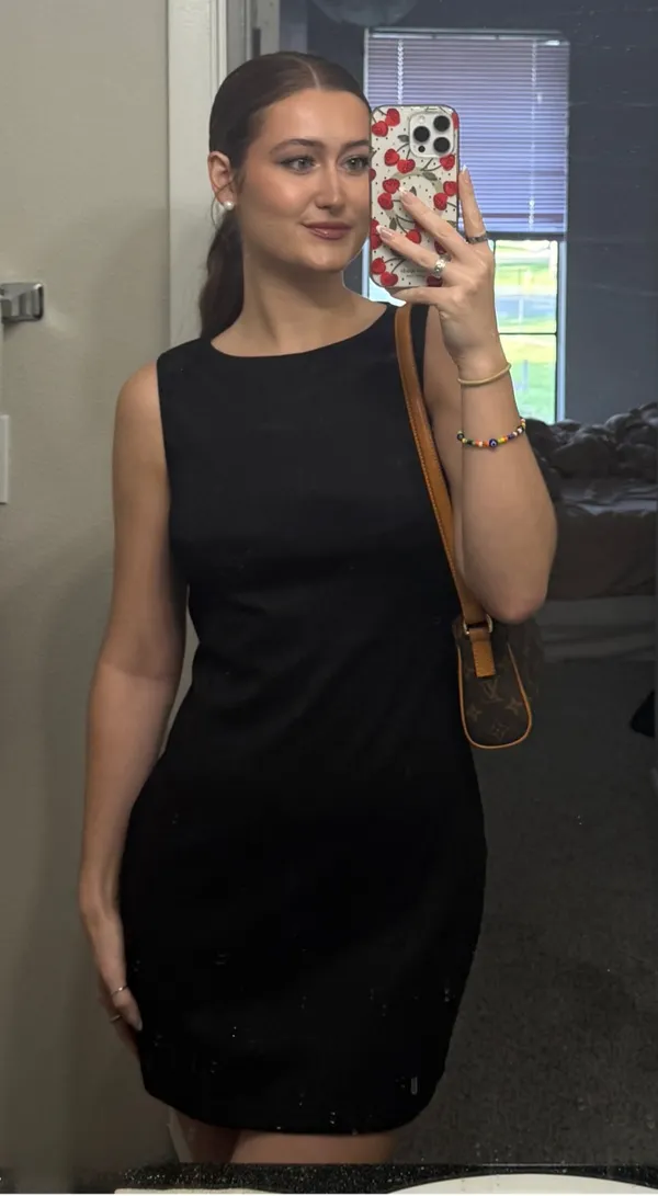Fitted black mini dress - Image 4