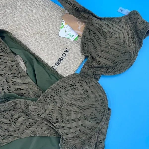 NWT Berlook Green Crochet Underwire Bikini Top + Bottoms Women's Size XL Summer - Image 5