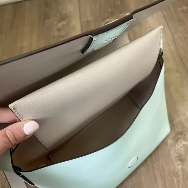 Kate Spade Mint Teal Blue Leather Crossbody Bag Purse ~ Fold over Magnetic - Image 15