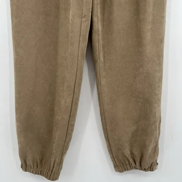 Zara High Rise Waist Jogger Pants Women's Size Small Ankle Zipper Beige Pull On‎ - Image 4