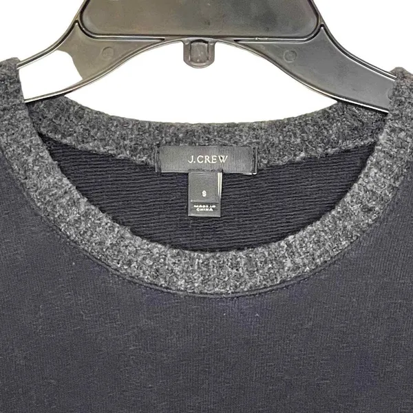 J. Crew Short Length Sweater Size Small Black Gray Cotton With‎ Wool Trim Womens - Image 2